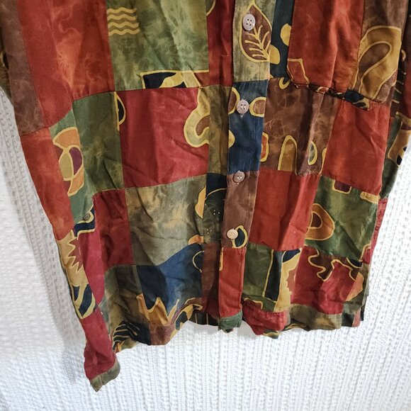 The Territory Ahead Vintage Abstract Earthtone Colors Button Down Shirt Large - Picture 5 of 12